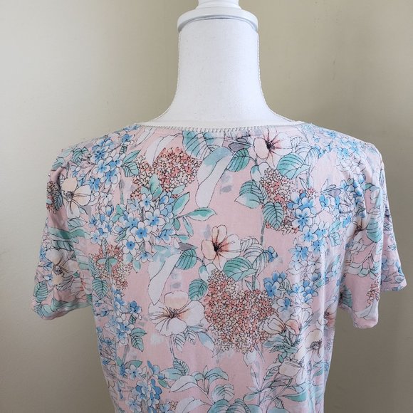Tommy Hilfiger Tropical Floral Print Short Sleeve T-Shirt Size Medium - Picture 6 of 10